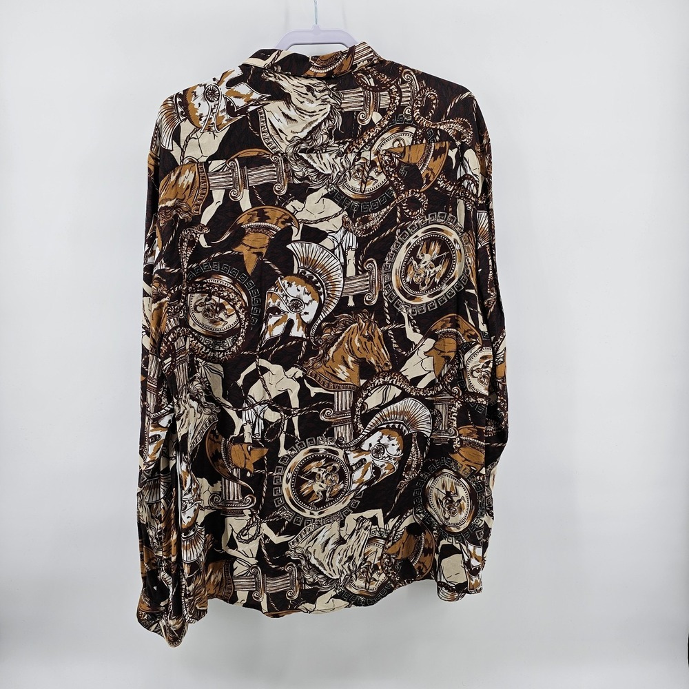 NWT Men's River Island Button Down Shirt Rome Themed Chariots Horses Size XL - Picture 3 of 9
